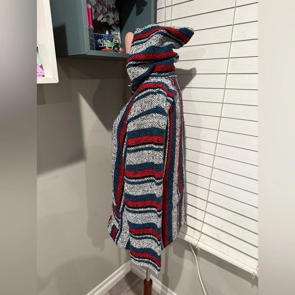 Franks Mexican Men's Hooded Sweater with‎ Red and Blue Stripes